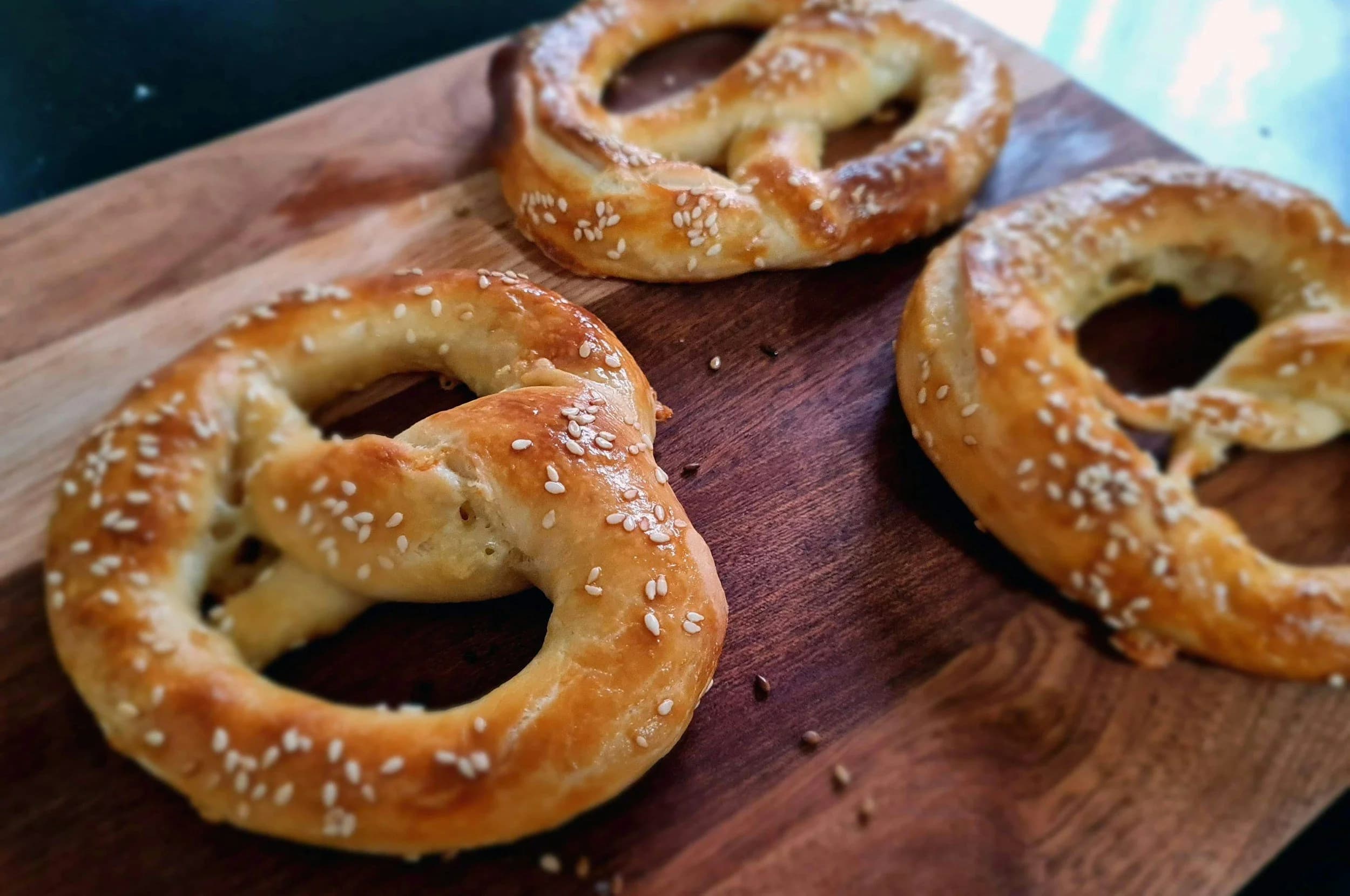 Fresh pretzels close-up